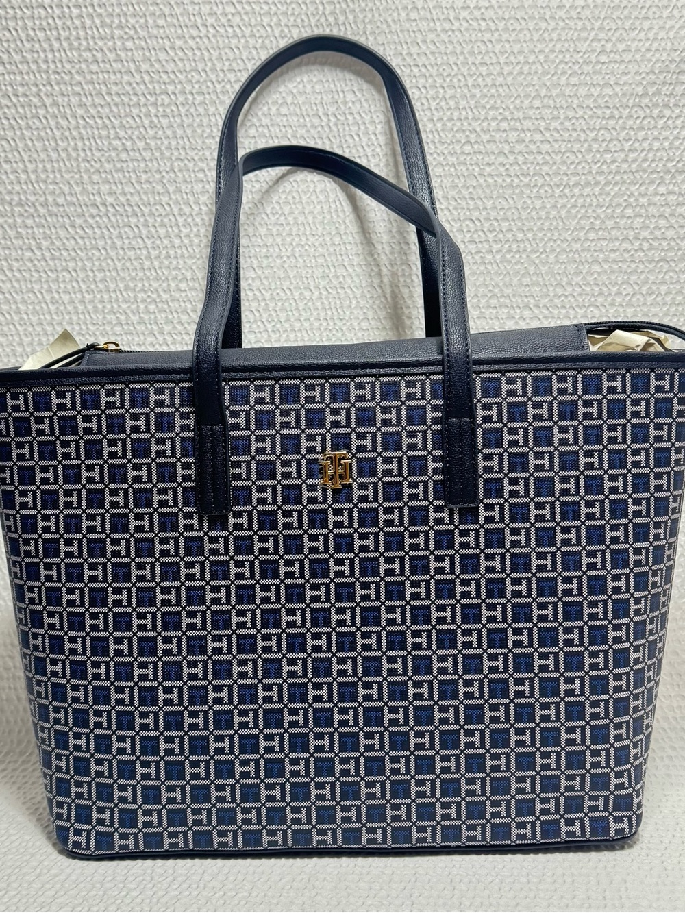 Tommy Hilfiger monogram Navy Signature Pattern Tote with Top Handles